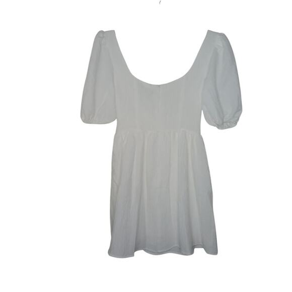 New Lulus Little Bit In Love White Surplice Puff Sleeve Mini Dress SZ S - Picture 6 of 14